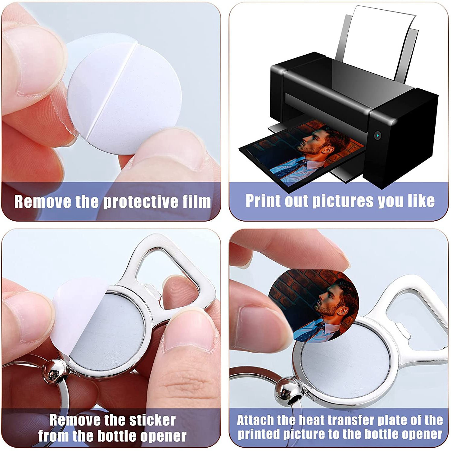 Bottle Opener Keyring - AED7-10 szt. Sublimacyjne breloczki do kluczy,